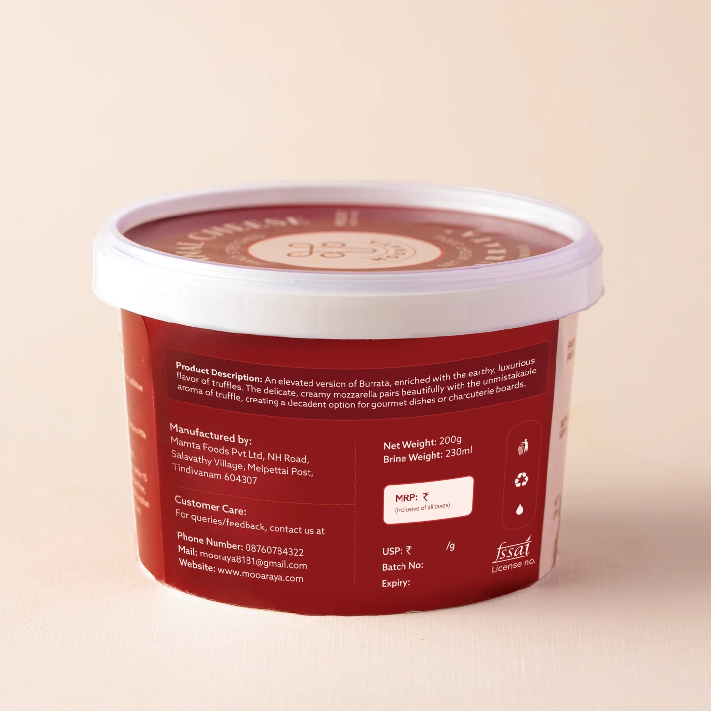 Burrata Truffle Cheese Tub - 200g