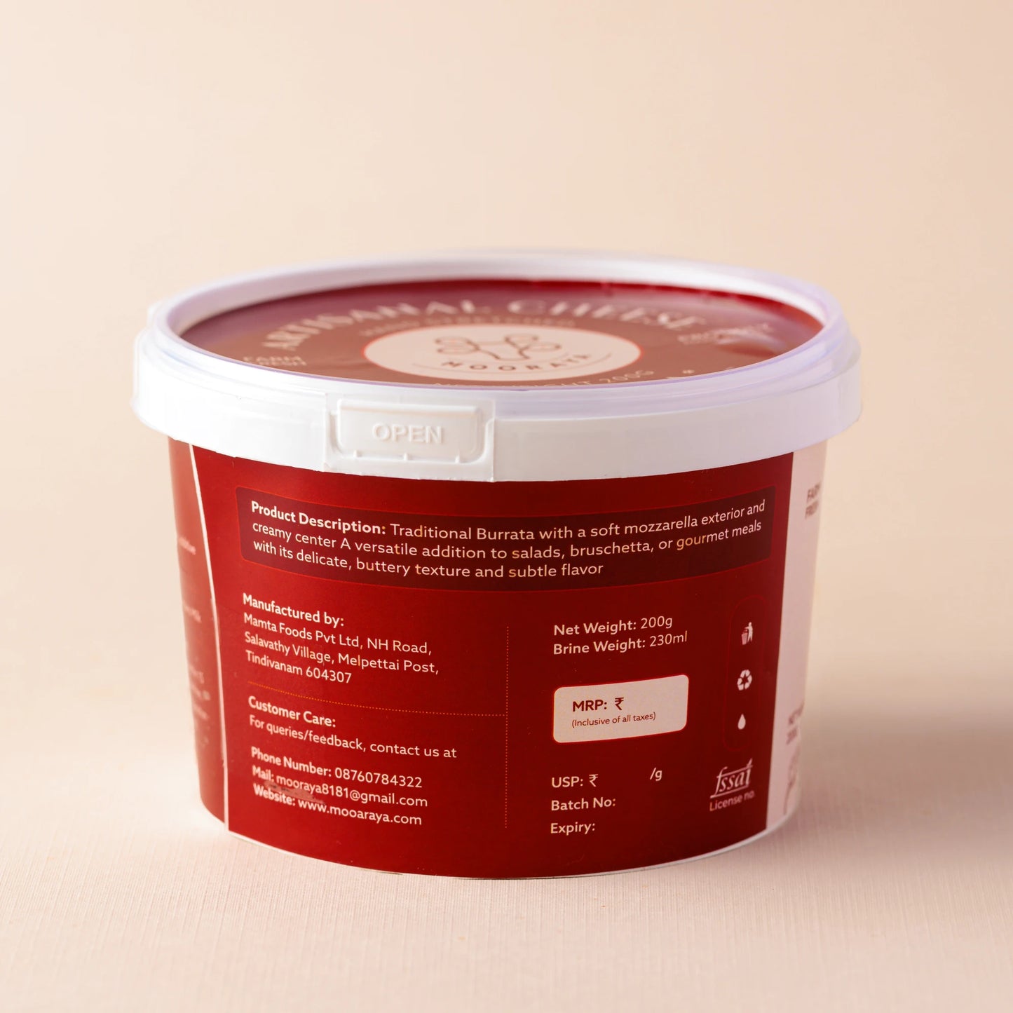 Mooraya Burrata Regular Cheese - 200g